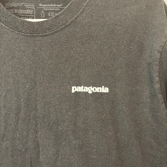 Patagonia Responsibili-Tee Long Sleeve Shirt Black Logo Graphic Outdoor Casual - Picture 5 of 9